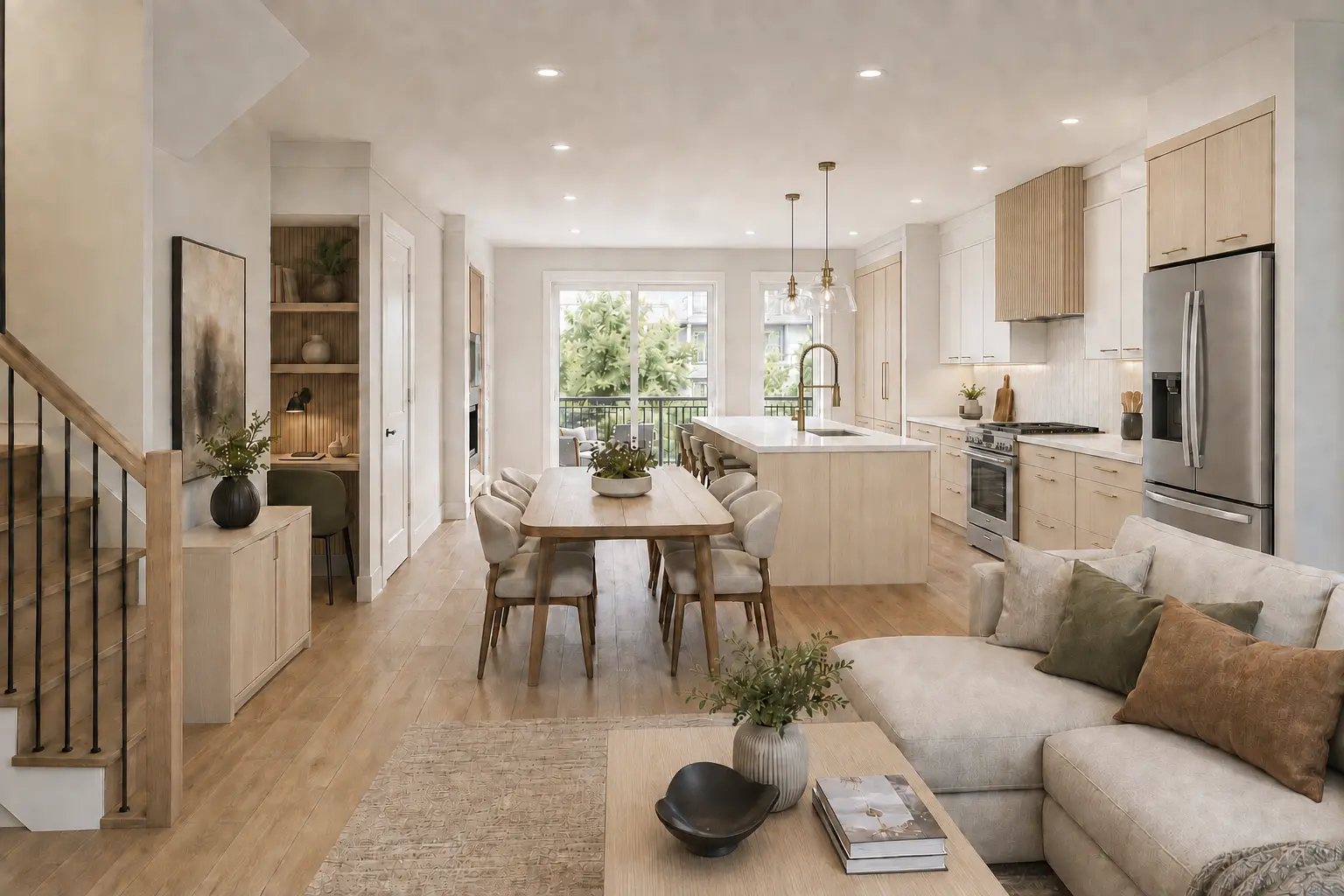 Antares open-plan living, dining and kitchen rendering