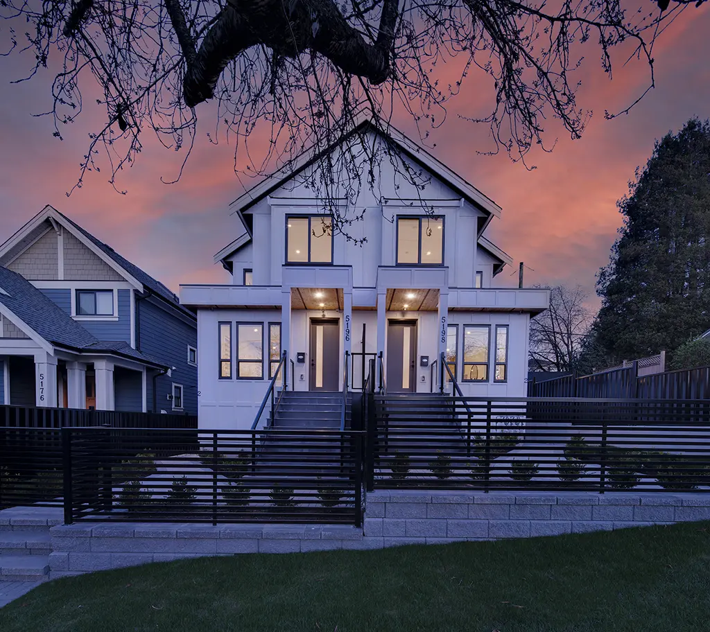 Vancouver Residence II front exterior at twilight
