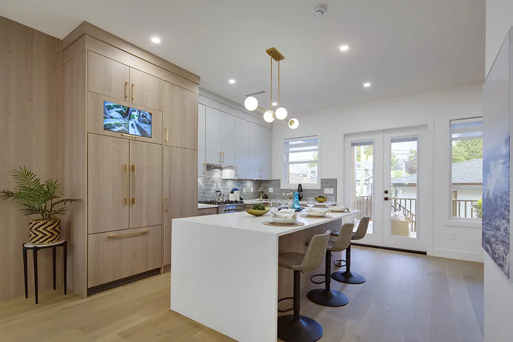 Completed residence kitchen and dining area